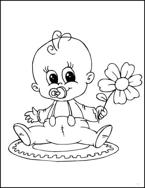Bebek boyama sayfası #13 – basit çizim, yaz tatili etkinliği