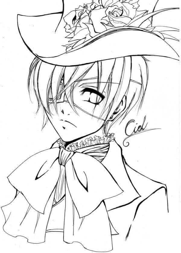 Black Butler boyama sayfası – çocuklar için, çizgi film temalı