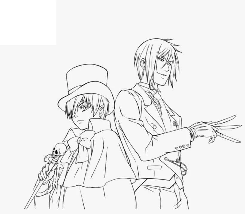 Black Butler boyama sayfası – eğitici aktivite, yaratıcılık