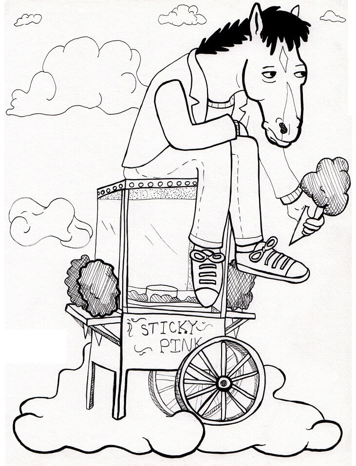 BoJack Süvari boyama sayfası – boyama etkinliği, çocuk aktivitesi