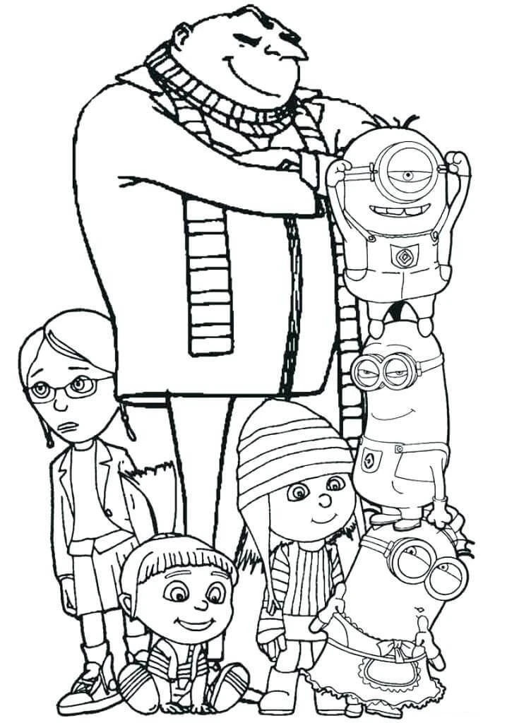 Despicable Me boyama sayfası – basit çizim, kolay boyama