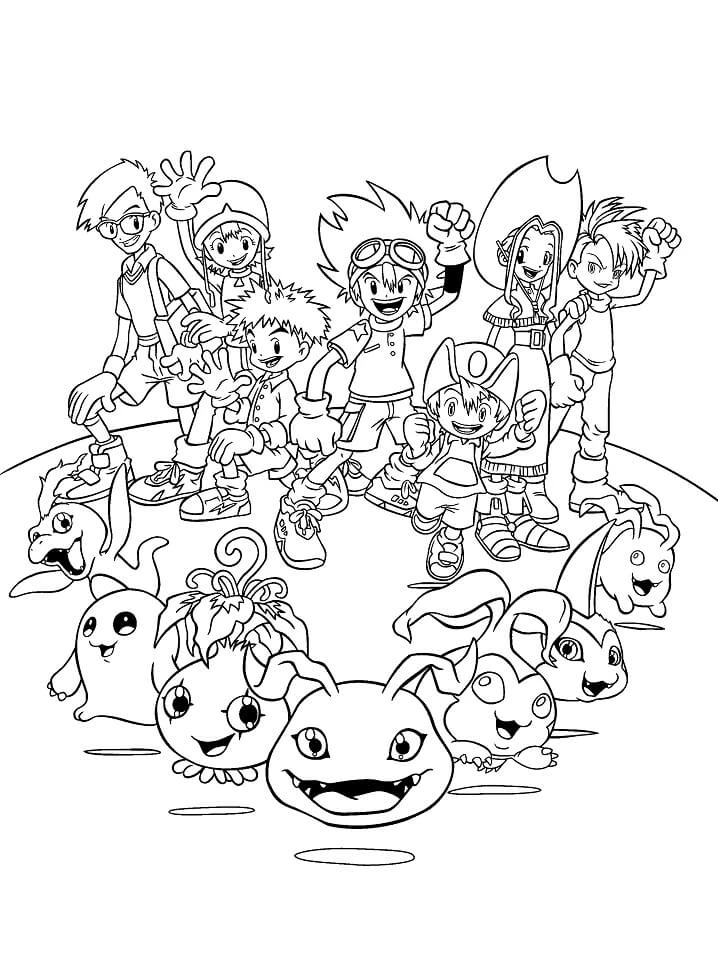 Digimon boyama sayfası – el becerilerini geliştirir, boyama çalışması