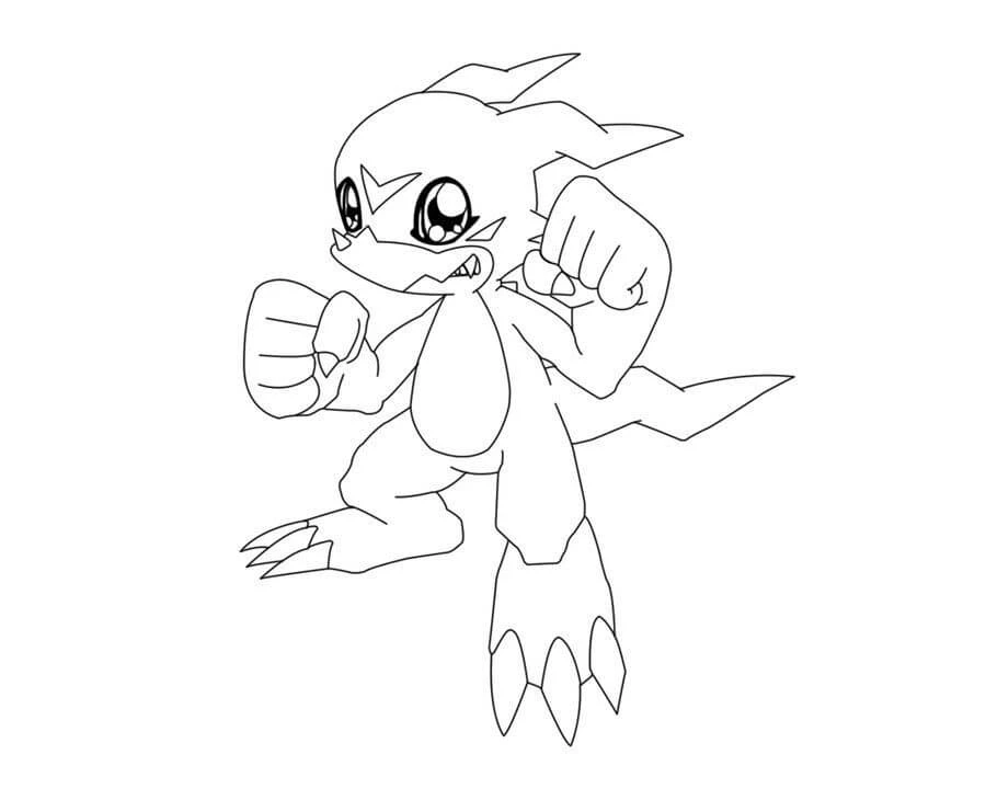 Digimon boyama sayfası – basit çizim, kolay boyama