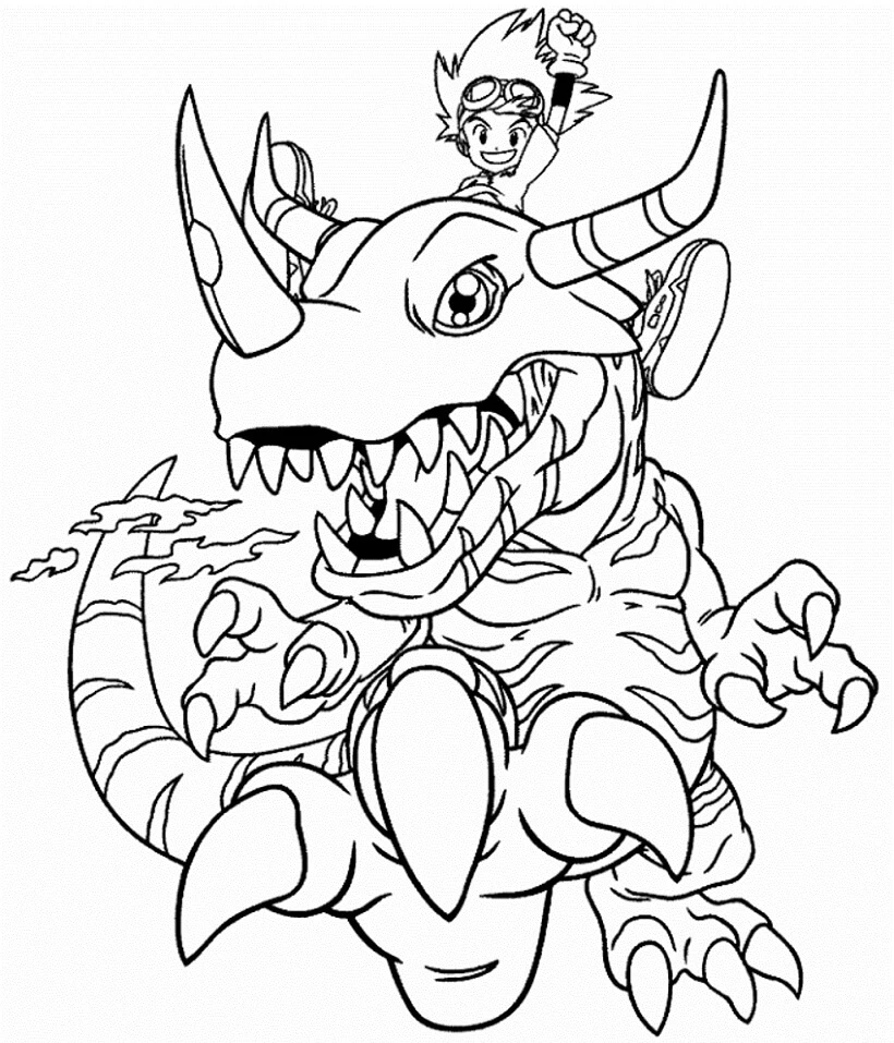 Digimon boyama sayfası – yaratıcılık, eğlenceli etkinlik