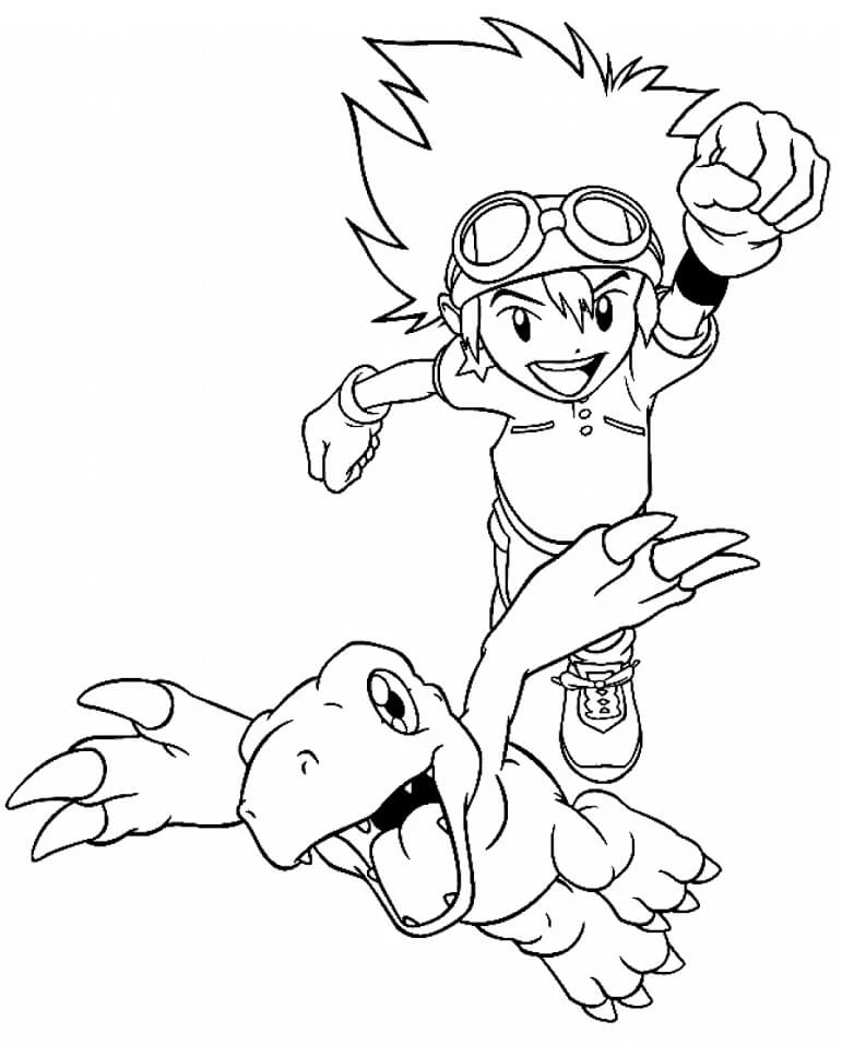 Digimon boyama sayfası – kolay boyama, eğitici aktivite