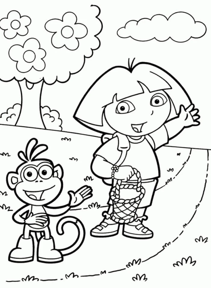 Dora boyama sayfası – boyama etkinliği, çocuk aktivitesi