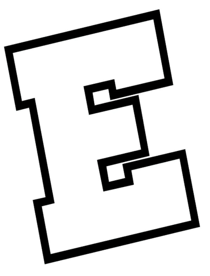 E Harfi boyama sayfası #6 – okul öncesi, evde etkinlik