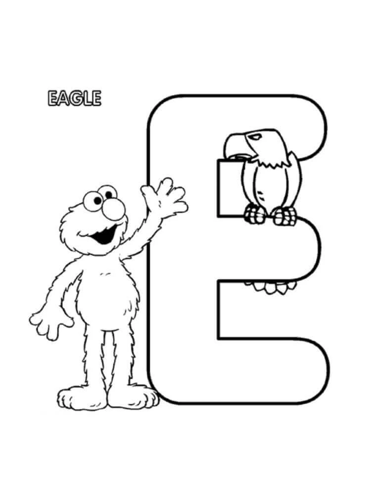 E Harfi boyama sayfası #10 – eğitici aktivite, yaratıcılık