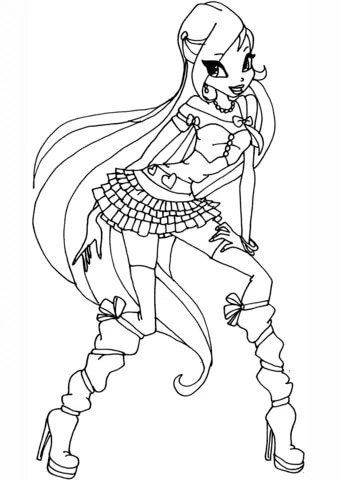 Winx Club boyama sayfası – basit çizim, kolay boyama