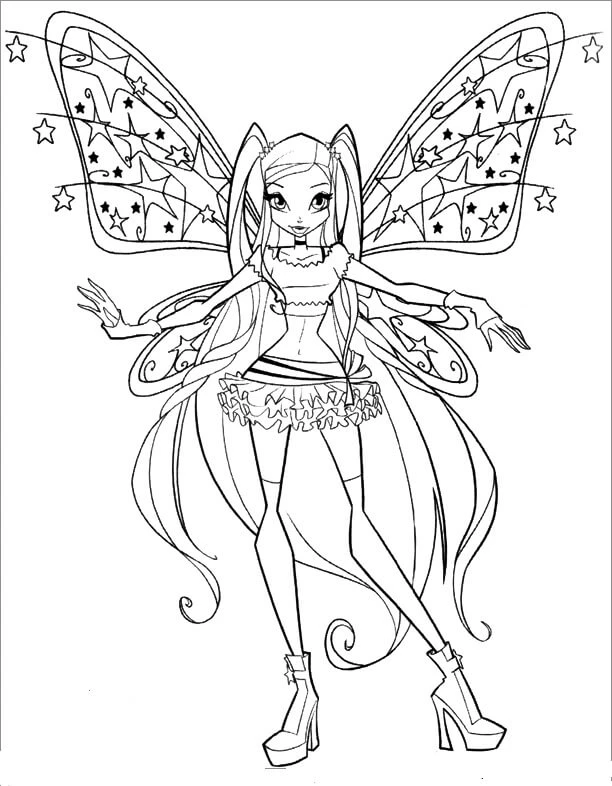 Winx Club boyama sayfası – PDF indir, sevimli karakter
