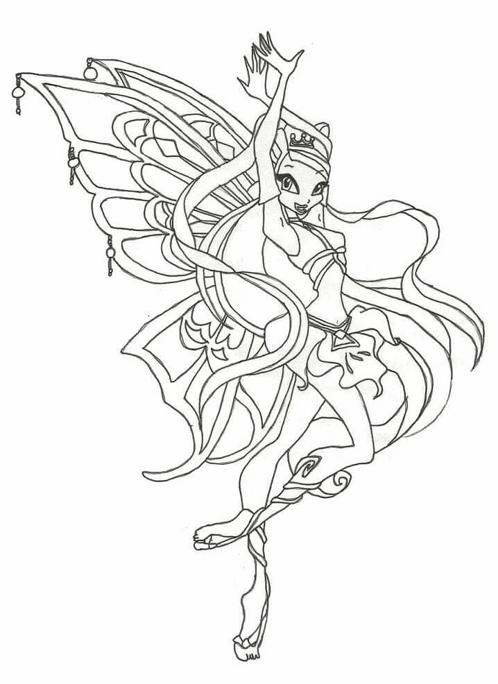 Winx Club boyama sayfası – çocuklar için, çizgi film temalı
