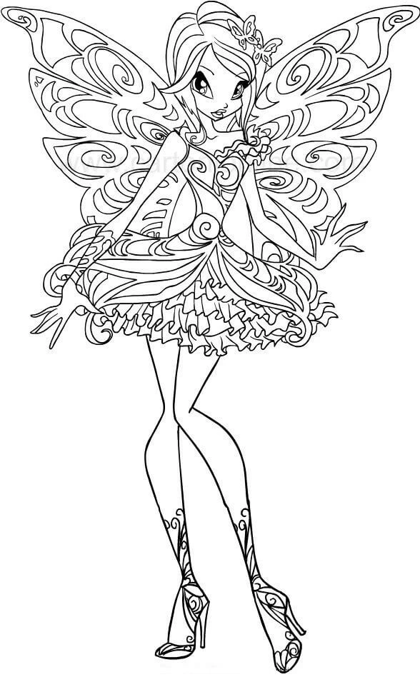 Winx Club boyama sayfası – kolay boyama, eğitici aktivite