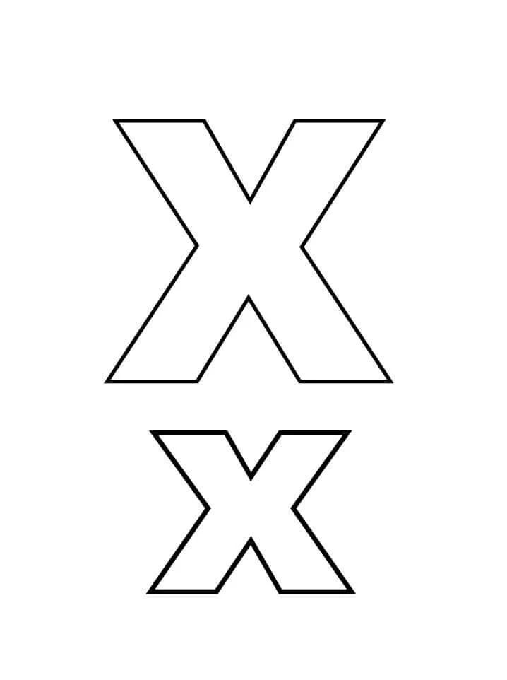 X Harfi boyama sayfası – boyama çalışması, yaratıcılığı geliştirir