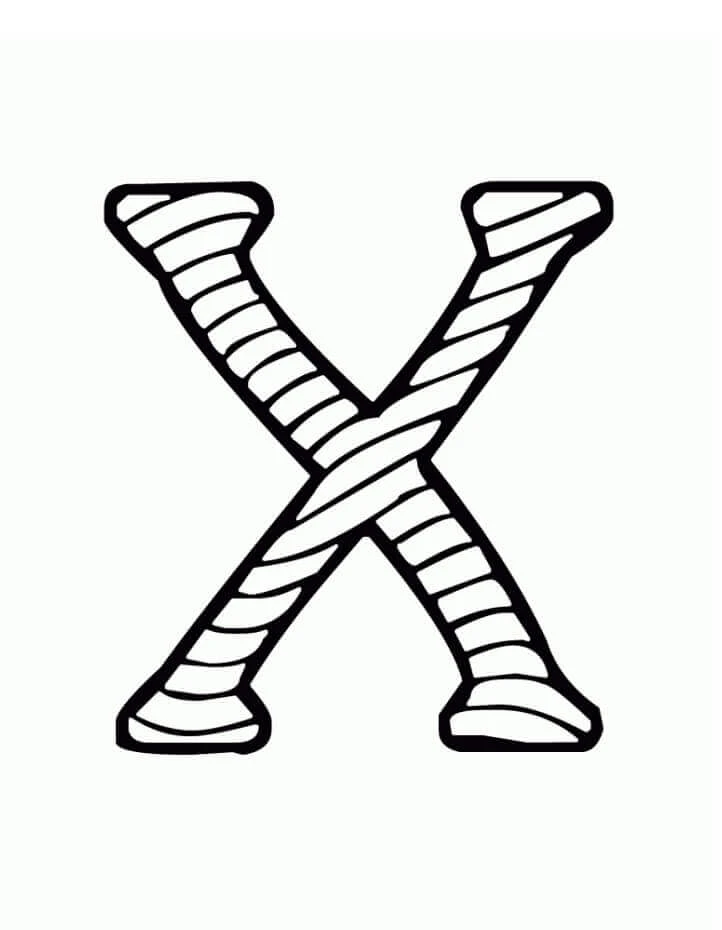 X Harfi boyama sayfası – renkli çizimler, okul öncesi