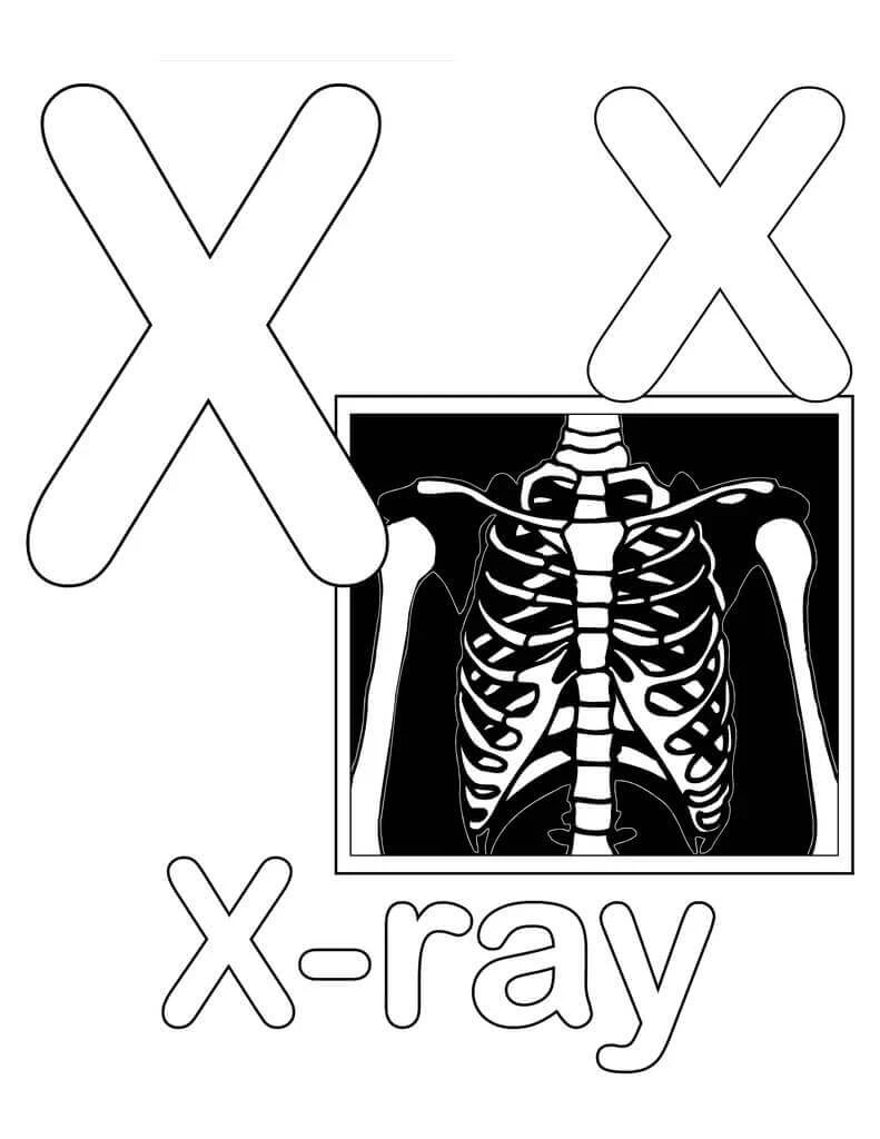 X Harfi boyama sayfası – kolay boyama, eğitici aktivite