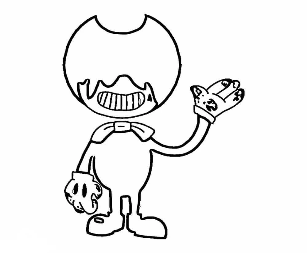 Bendy ve Mürekkep Makinesi boyama sayfası – çocuklar için, çizgi film temalı