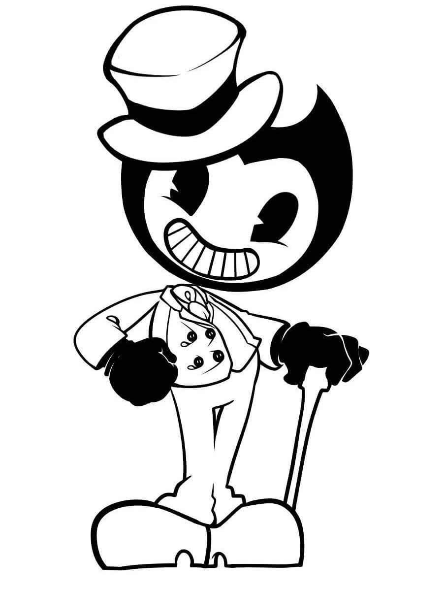 Bendy ve Mürekkep Makinesi boyama sayfası – yaratıcılığı geliştirir, keyifli zaman