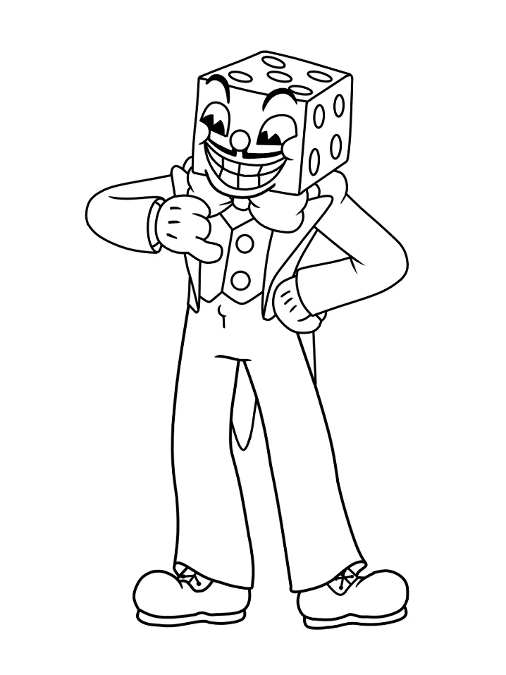 Cuphead boyama sayfası – çocuk aktivitesi, PDF indir