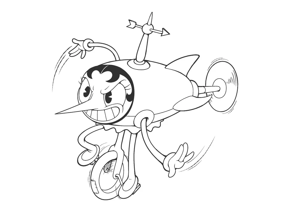Cuphead boyama sayfası – renkli çizimler, okul öncesi