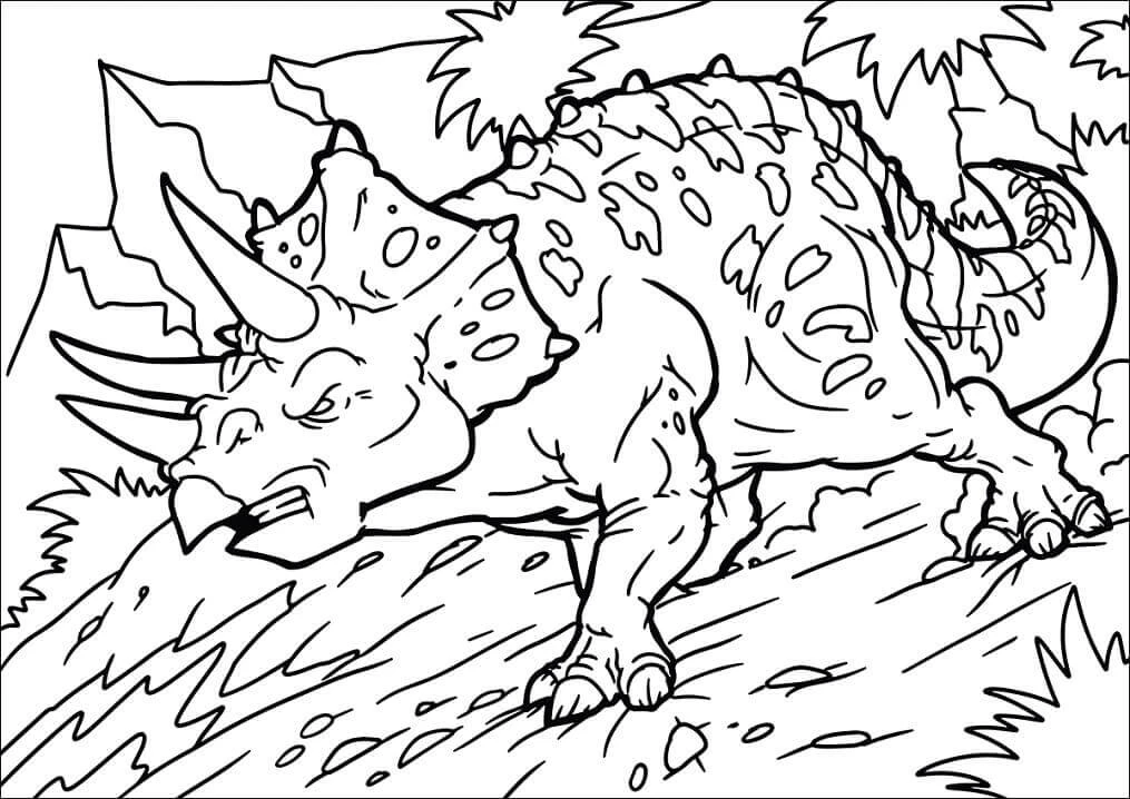 Triceratops boyama sayfası – boyama etkinliği, çocuk aktivitesi