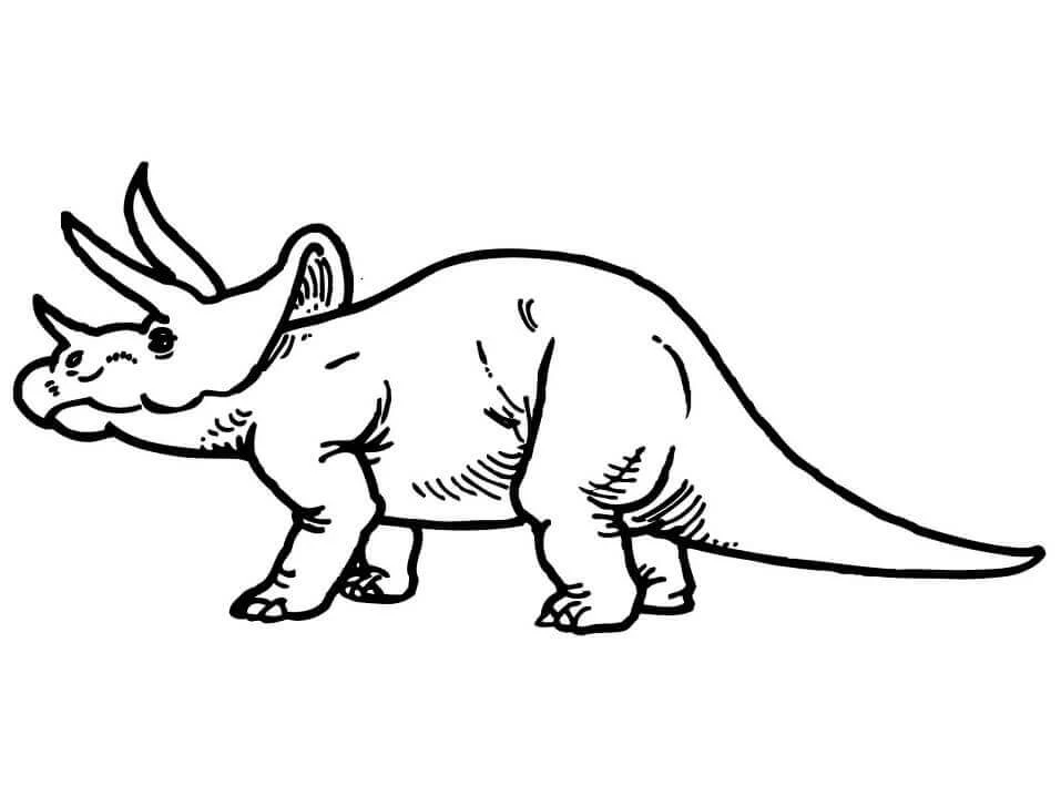 Triceratops boyama sayfası – çocuk aktivitesi, PDF indir