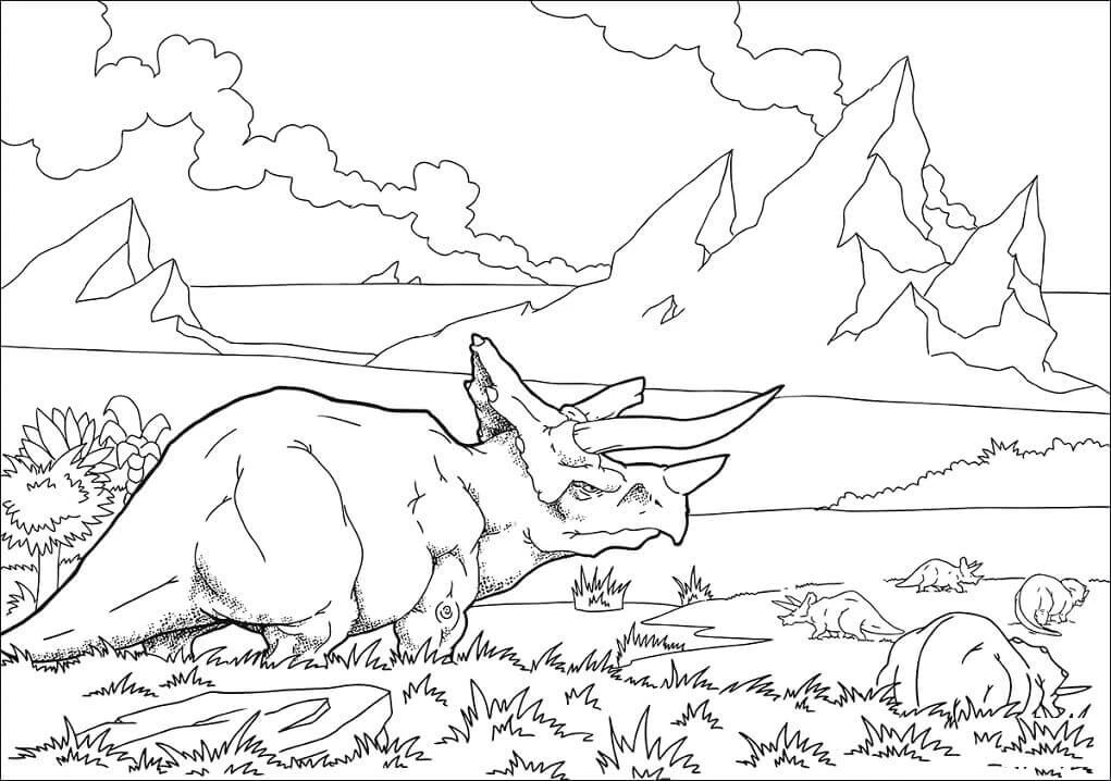 Triceratops boyama sayfası – sanatsal çalışma, çocuklar için