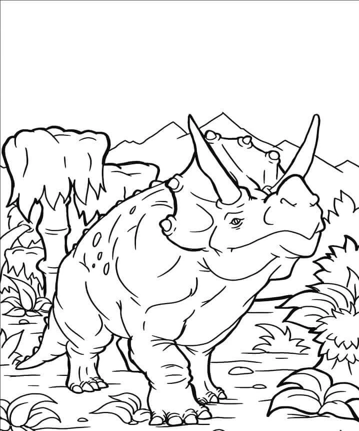 Triceratops boyama sayfası – PDF indir, sevimli karakter