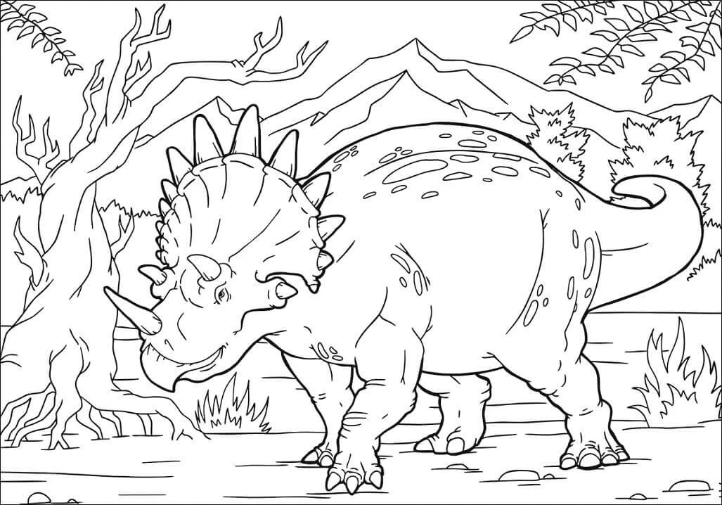Triceratops boyama sayfası – çocuklar için, çizgi film temalı