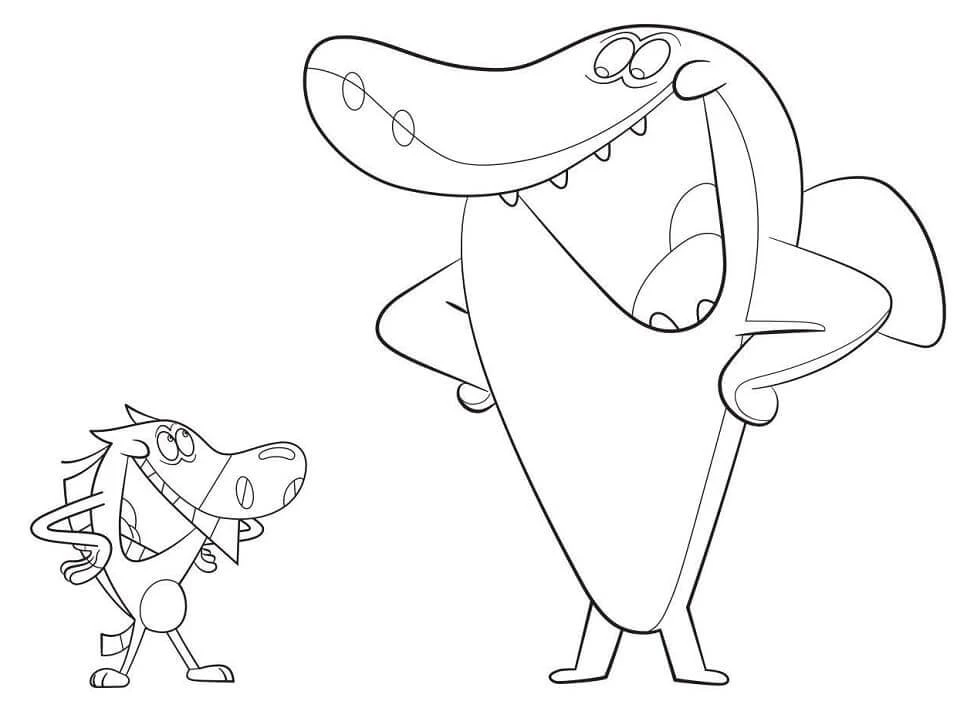Zig Ve Sharko boyama sayfası – çocuk aktivitesi, PDF indir