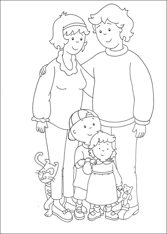 Caillou boyama sayfası – basit çizim, kolay boyama