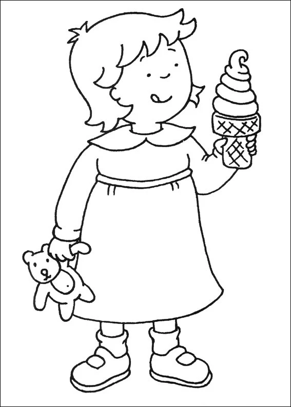 Caillou boyama sayfası – kolay boyama, eğitici aktivite