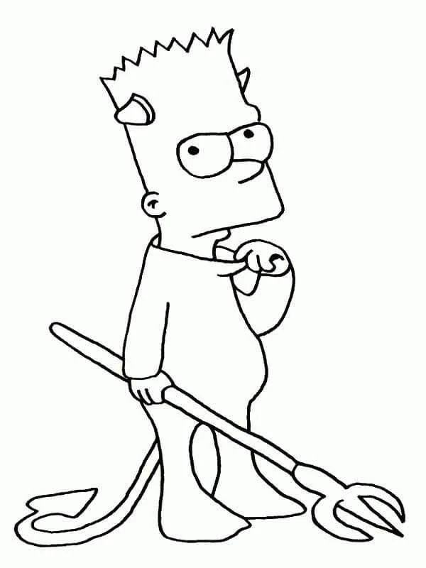 Bart Simpson boyama sayfası – basit çizim, kolay boyama