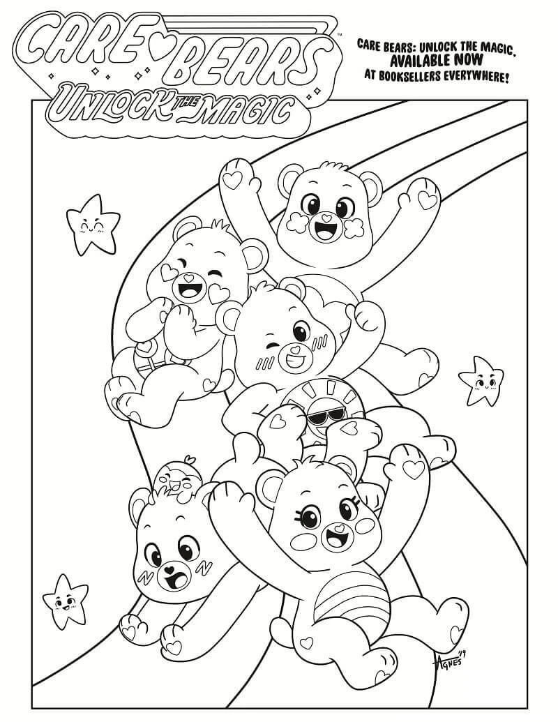 Care Bear boyama sayfası – eğlenceli etkinlik, el becerilerini geliştirir