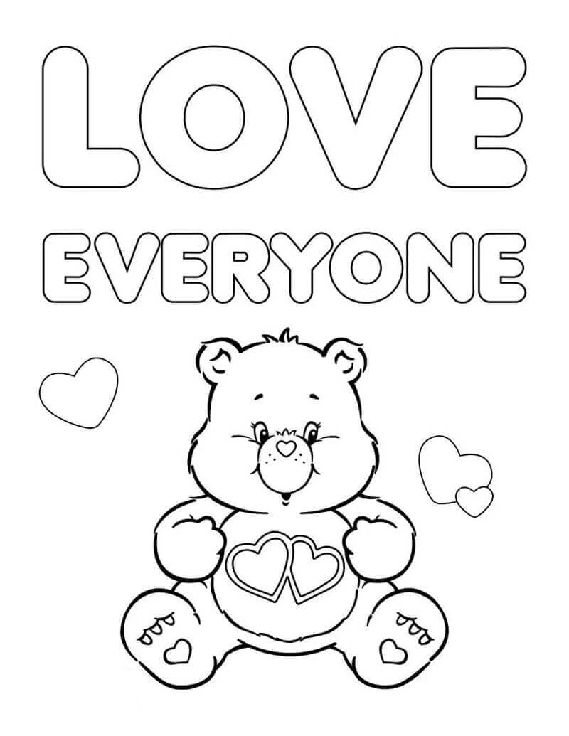 Care Bear boyama sayfası – boyama etkinliği, çocuk aktivitesi