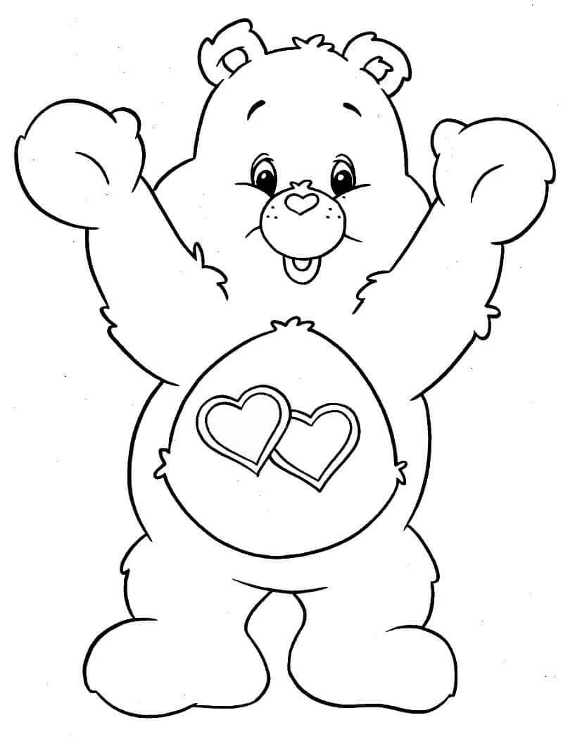 Care Bear boyama sayfası – sevimli karakter, sanatsal çalışma