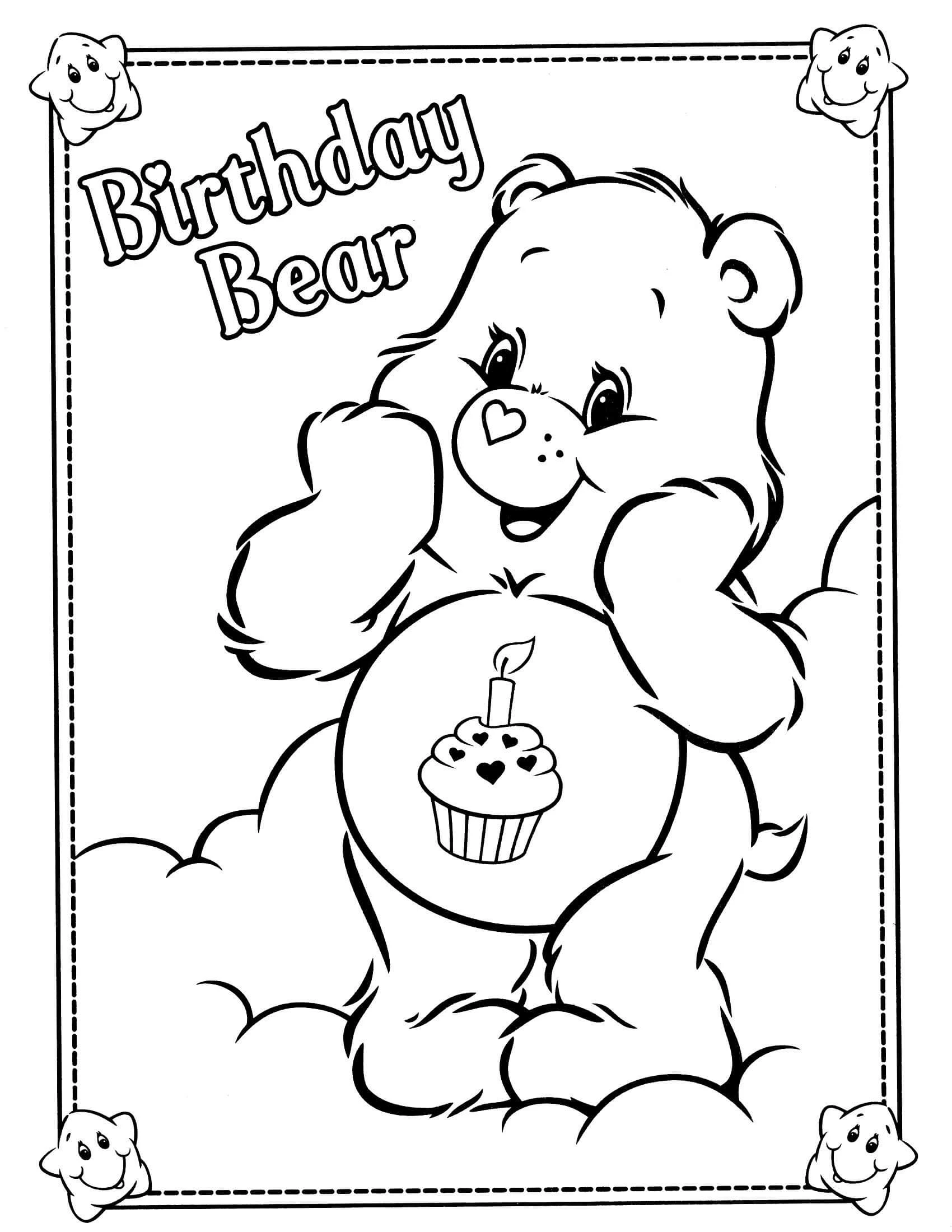 Care Bear boyama sayfası – eğitici aktivite, yaratıcılık