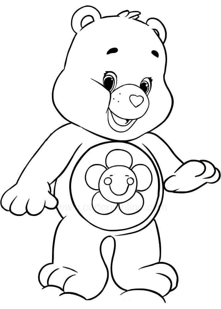 Care Bear boyama sayfası – çocuk aktivitesi, PDF indir