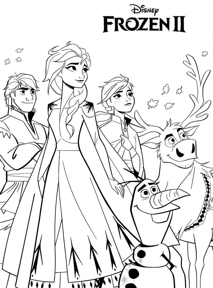 Frozen 2 boyama sayfası – keyifli zaman, renkli çizimler