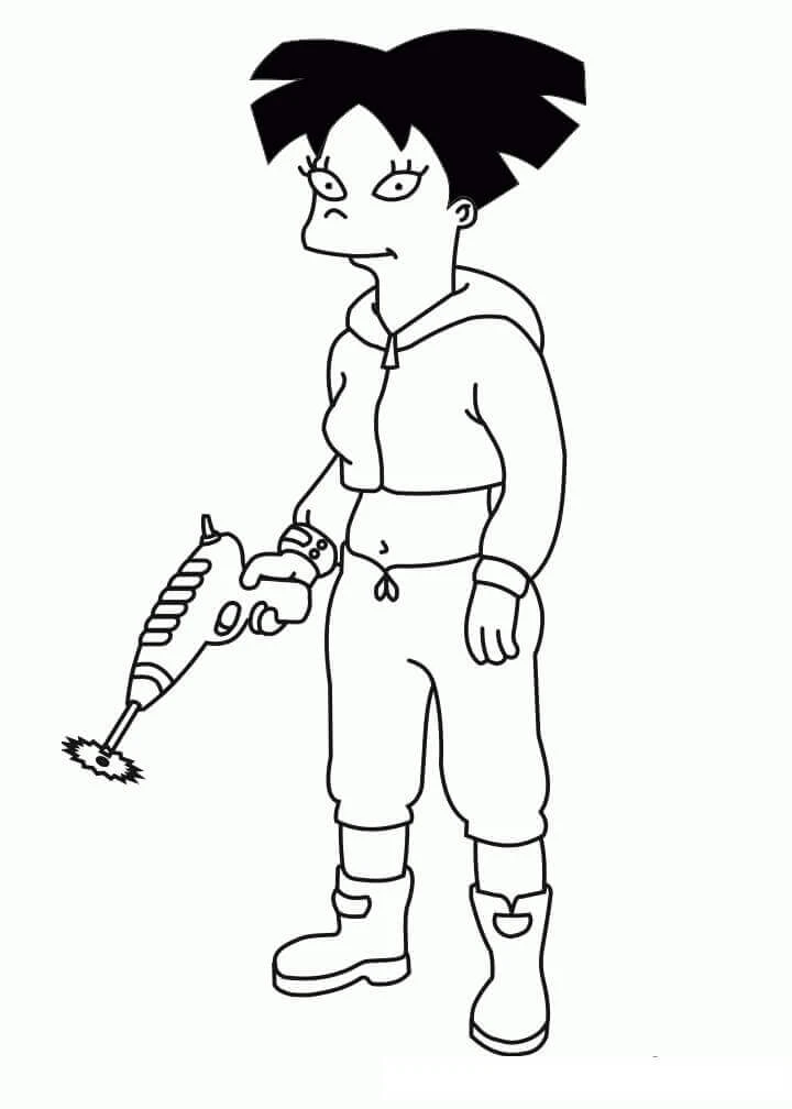 Futurama boyama sayfası – kolay boyama, eğitici aktivite