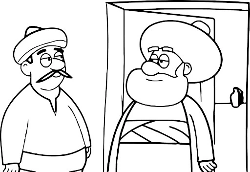 Nasrettin Hoca boyama sayfası – sevimli karakter, sanatsal çalışma