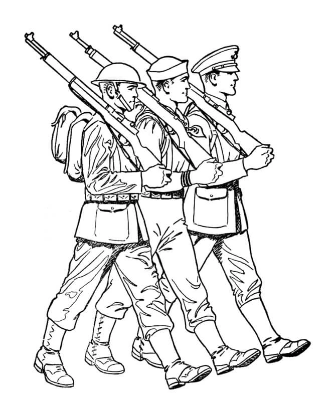 Asker boyama sayfası – PDF indir, sevimli karakter