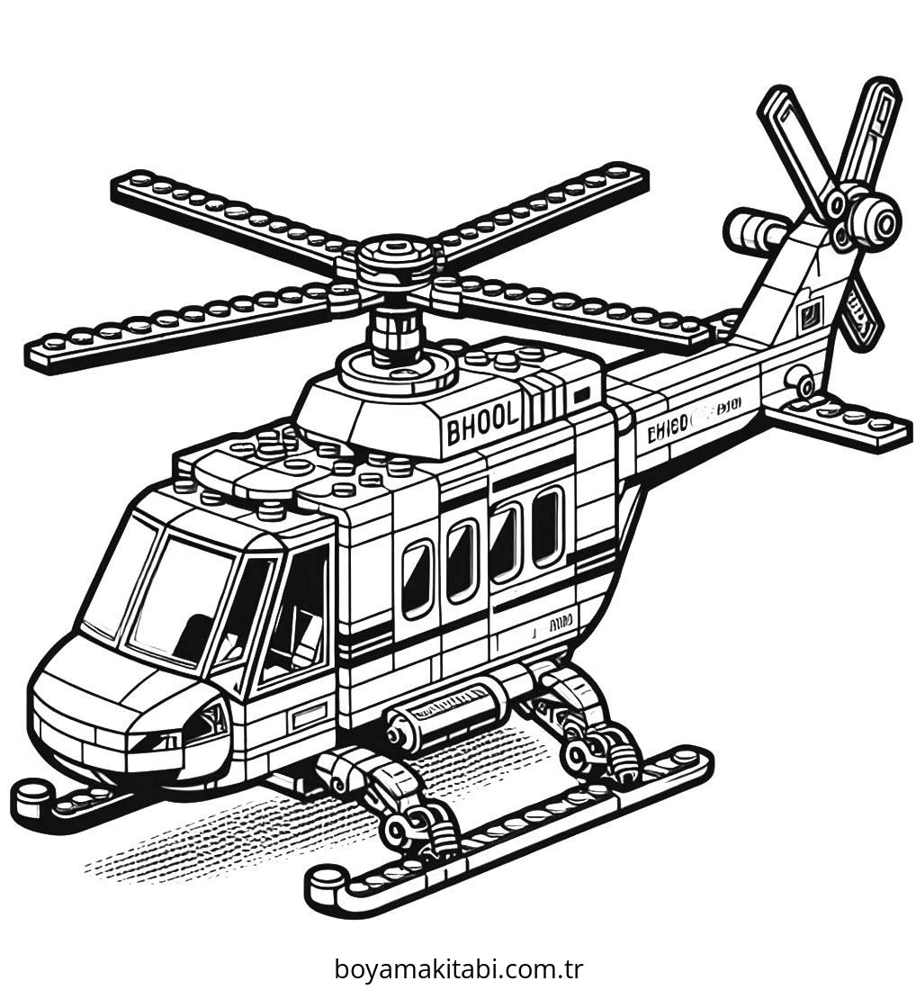 Helikopter boyama sayfası – keyifli zaman, renkli çizimler
