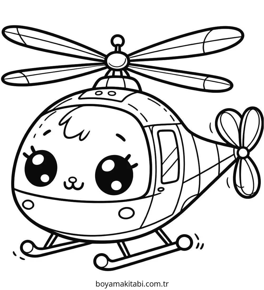 Helikopter boyama sayfası – sanatsal çalışma, çocuklar için