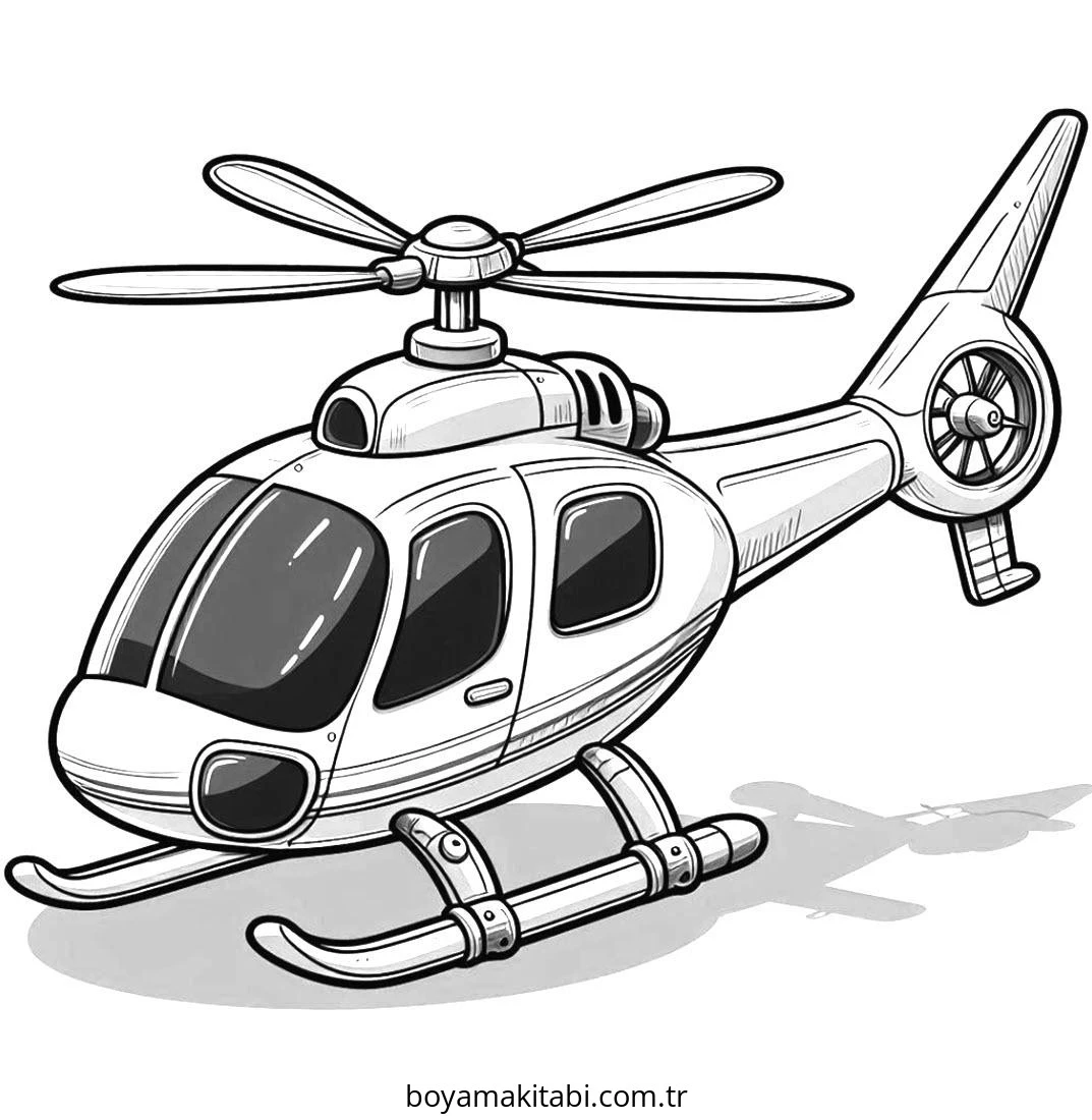 Helikopter boyama sayfası – boyama çalışması, yaratıcılığı geliştirir