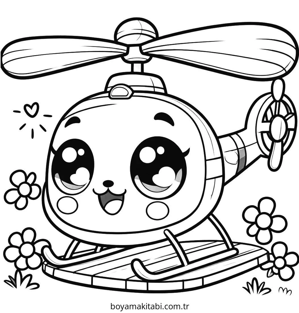 Helikopter boyama sayfası – eğlenceli etkinlik, el becerilerini geliştirir