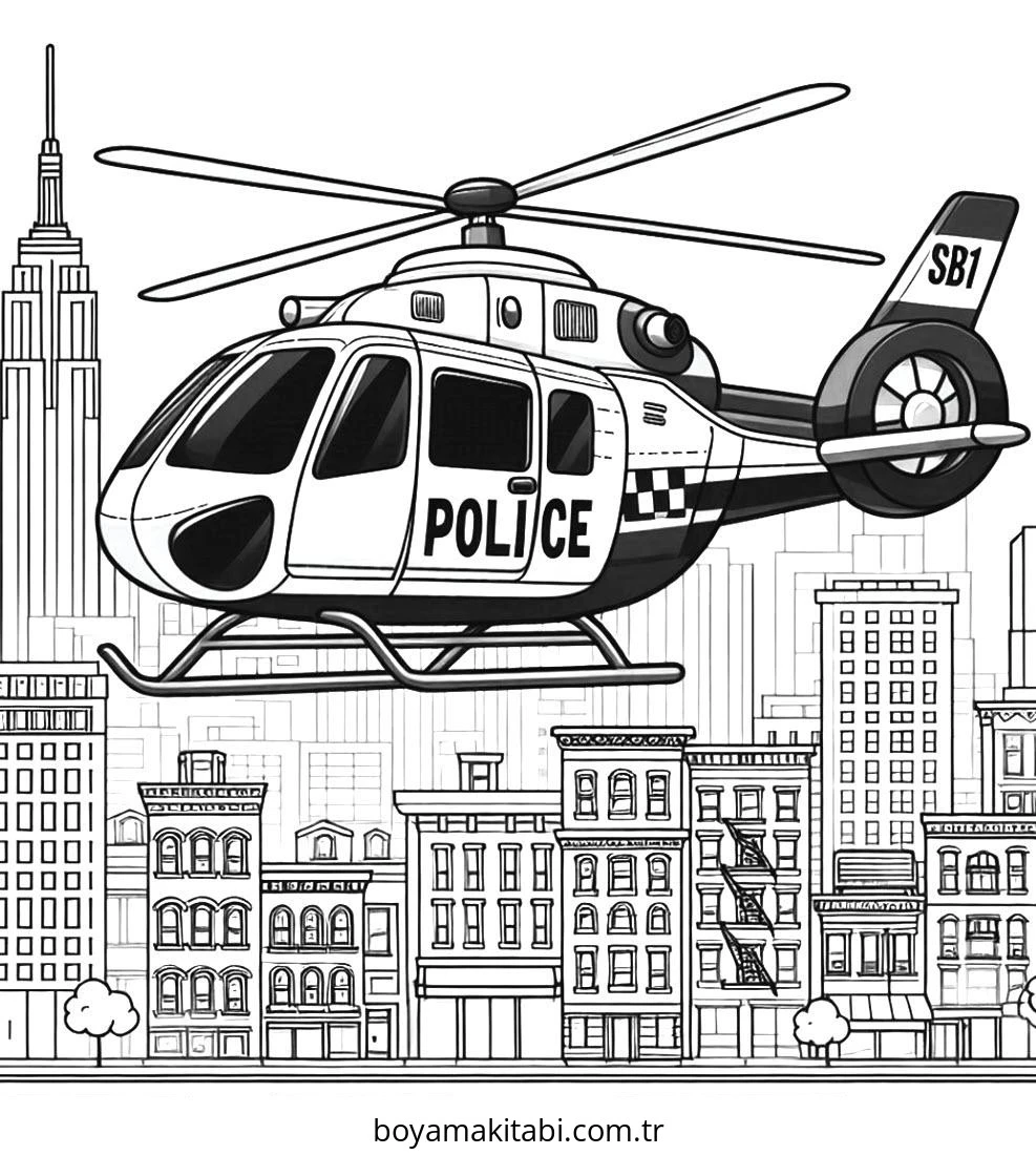 Helikopter boyama sayfası – yaratıcılığı geliştirir, keyifli zaman