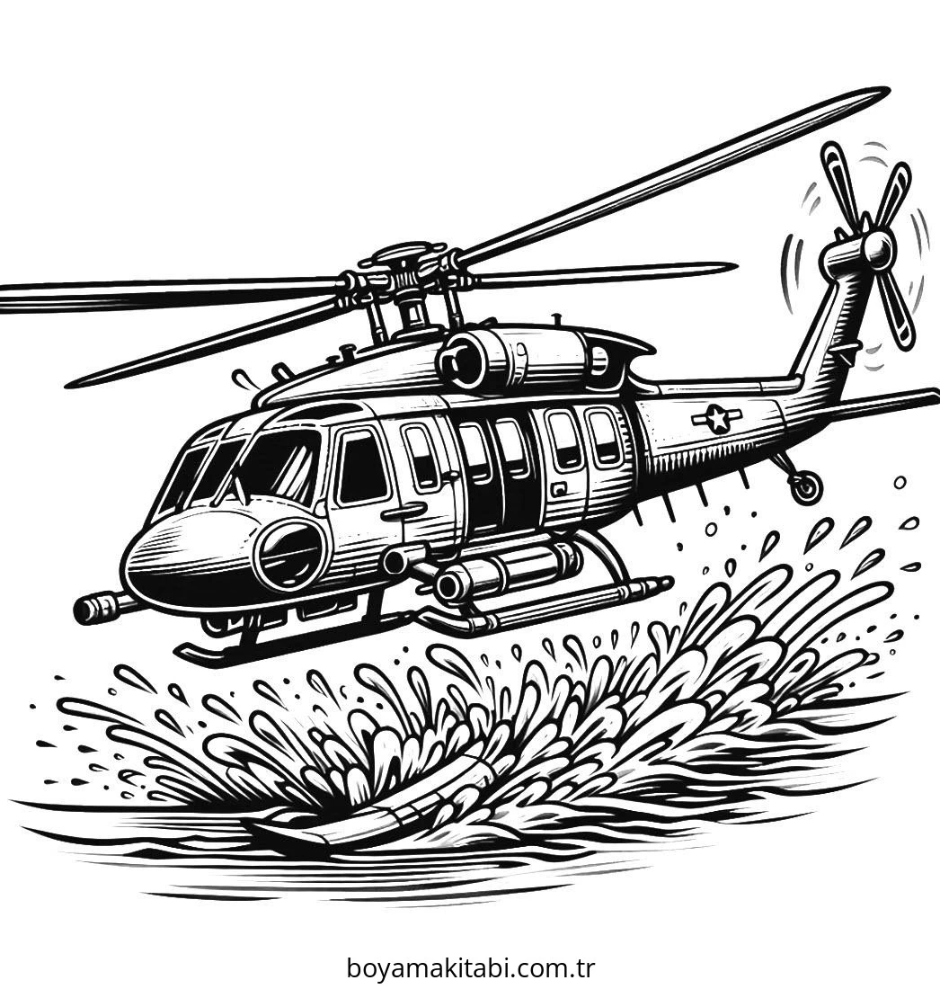 Helikopter boyama sayfası – okul öncesi, evde etkinlik