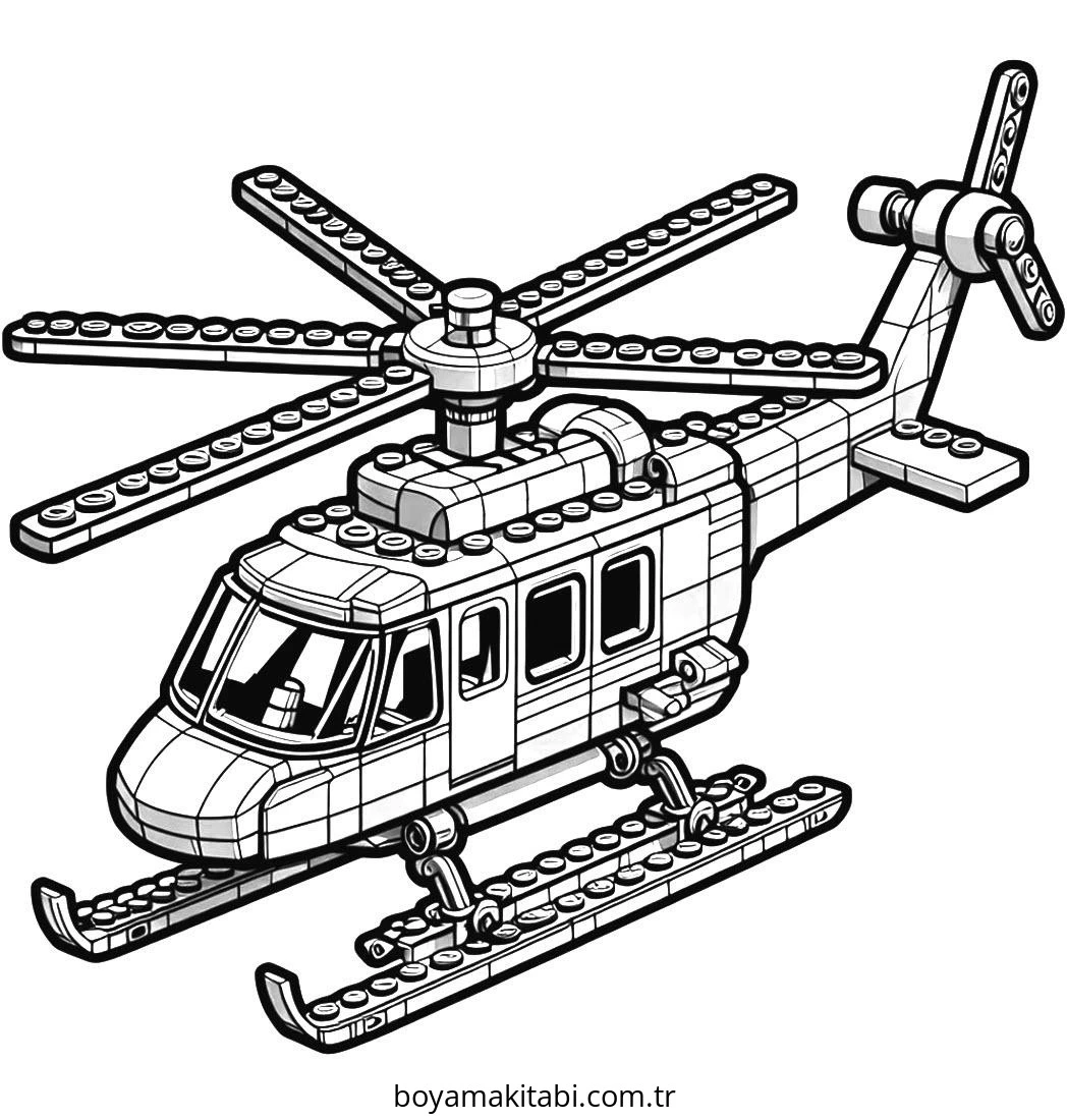 Helikopter boyama sayfası – boyama etkinliği, çocuk aktivitesi