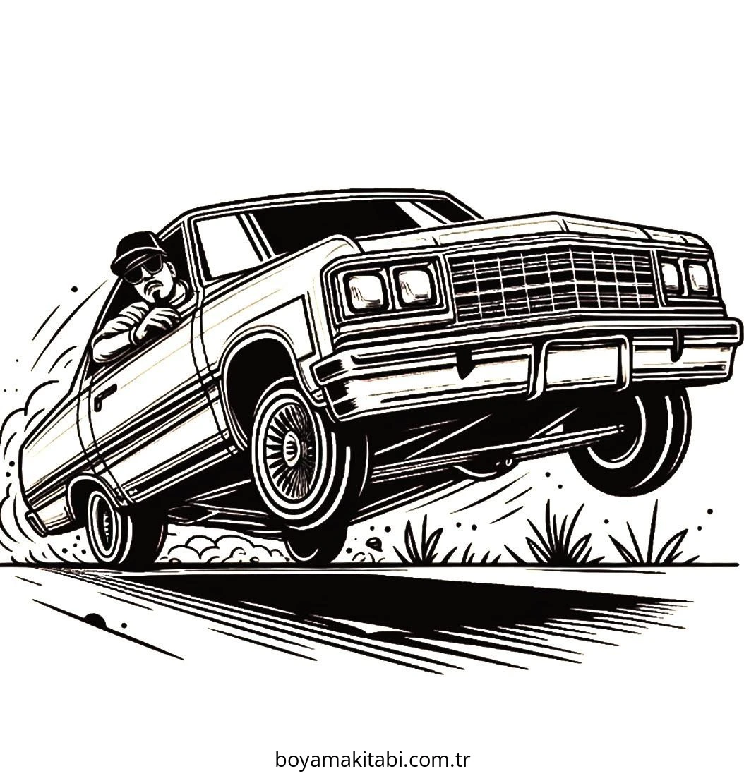 Lowrider boyama sayfası – yaratıcılığı geliştirir, keyifli zaman