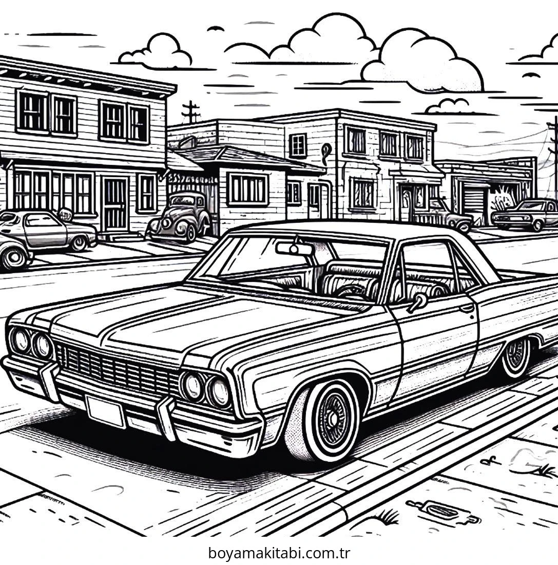 Lowrider boyama sayfası – okul öncesi, evde etkinlik